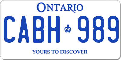 ON license plate CABH989