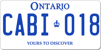 ON license plate CABI018