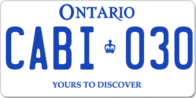 ON license plate CABI030