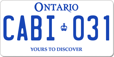 ON license plate CABI031