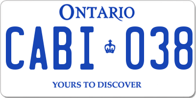 ON license plate CABI038