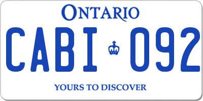 ON license plate CABI092