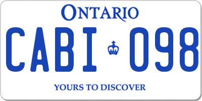 ON license plate CABI098