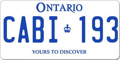 ON license plate CABI193