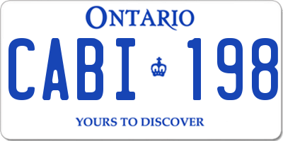 ON license plate CABI198