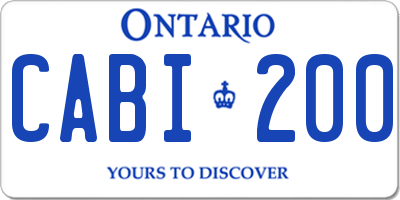 ON license plate CABI200