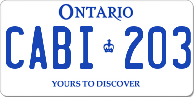 ON license plate CABI203