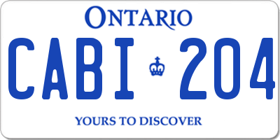 ON license plate CABI204