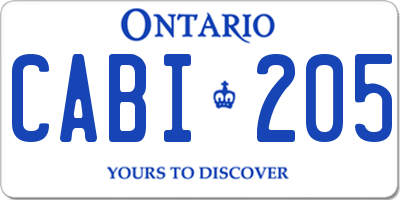 ON license plate CABI205