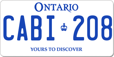 ON license plate CABI208