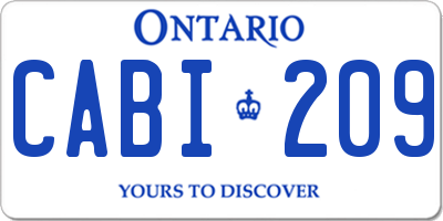 ON license plate CABI209