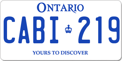 ON license plate CABI219