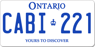 ON license plate CABI221