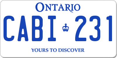 ON license plate CABI231