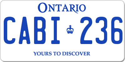 ON license plate CABI236