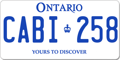 ON license plate CABI258