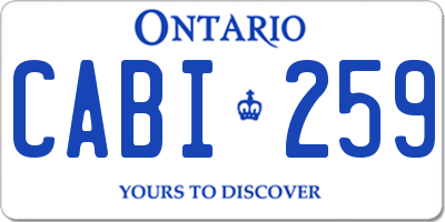 ON license plate CABI259