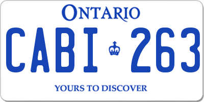 ON license plate CABI263