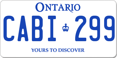 ON license plate CABI299