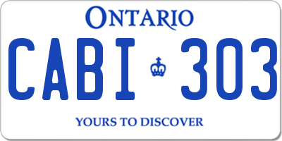 ON license plate CABI303