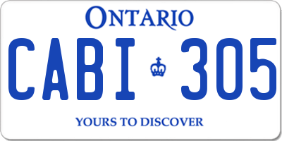 ON license plate CABI305