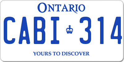 ON license plate CABI314