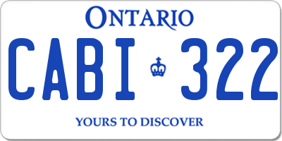 ON license plate CABI322