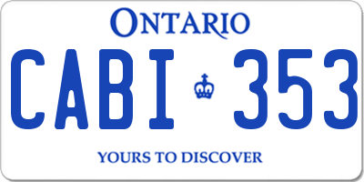 ON license plate CABI353