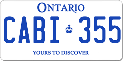 ON license plate CABI355