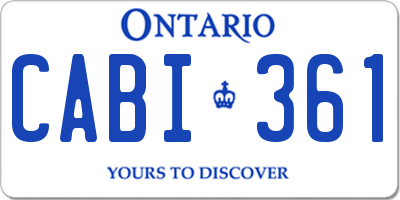 ON license plate CABI361