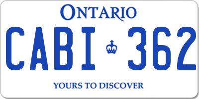 ON license plate CABI362