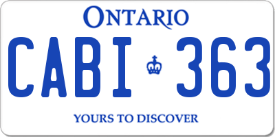 ON license plate CABI363