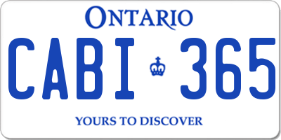 ON license plate CABI365