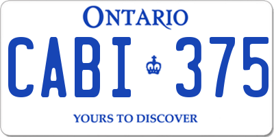 ON license plate CABI375