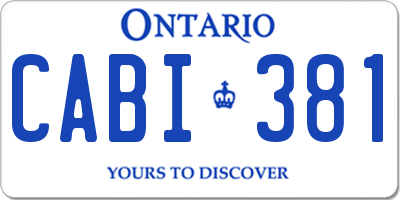 ON license plate CABI381