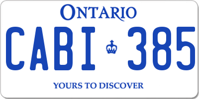 ON license plate CABI385