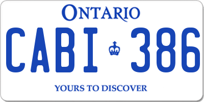 ON license plate CABI386