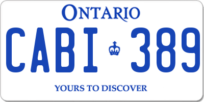 ON license plate CABI389