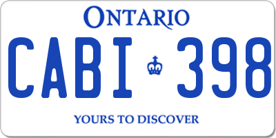 ON license plate CABI398