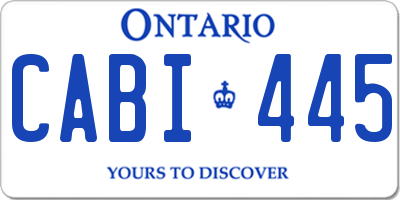 ON license plate CABI445