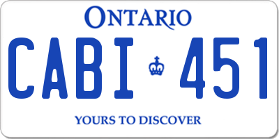 ON license plate CABI451