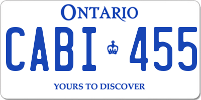 ON license plate CABI455