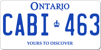 ON license plate CABI463