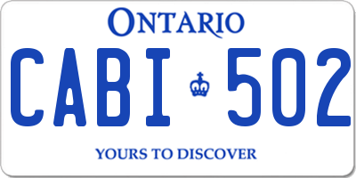 ON license plate CABI502