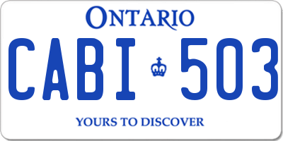 ON license plate CABI503