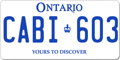 ON license plate CABI603