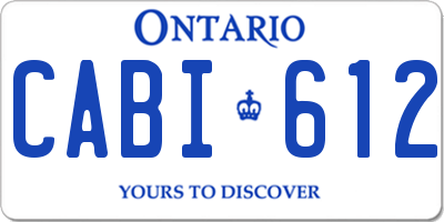 ON license plate CABI612