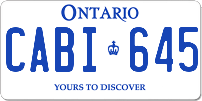 ON license plate CABI645