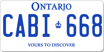 ON license plate CABI668