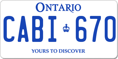 ON license plate CABI670